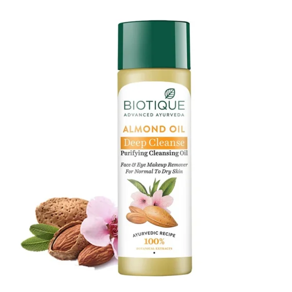 Biotique Almond Oil – Čistiaci pleťový mandľový olej pre hĺbkovú očistu 120ml.